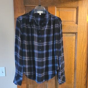 Cloth & Stone Navy and White Plaid Shirt